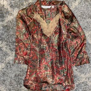 Vintage 90’s Victoria’s Secret Satiny Paisley Chemise Nightie & Robe Set